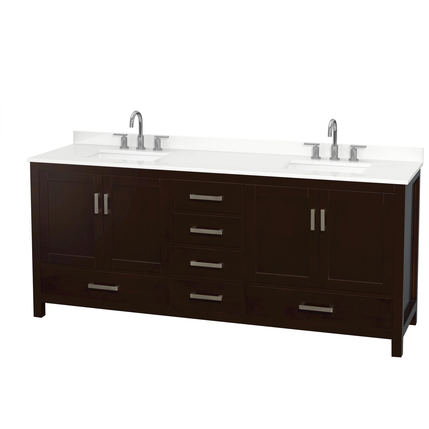 Sheffield Bathroom Vanity with Countertop 80 inch Double Sink 3-hole Faucet Setup