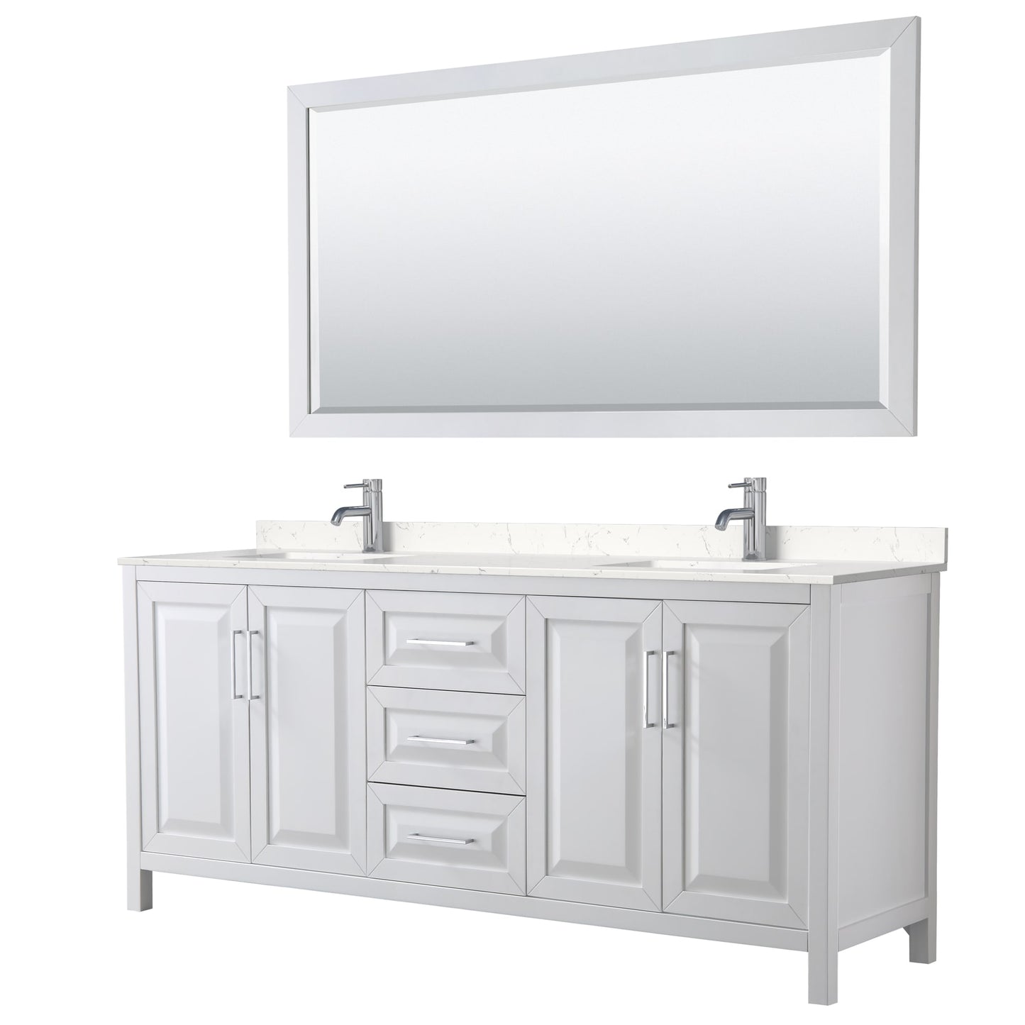 Daria Bathroom Vanity with Countertop 80 inch Double Sink Single hole Faucet Setup