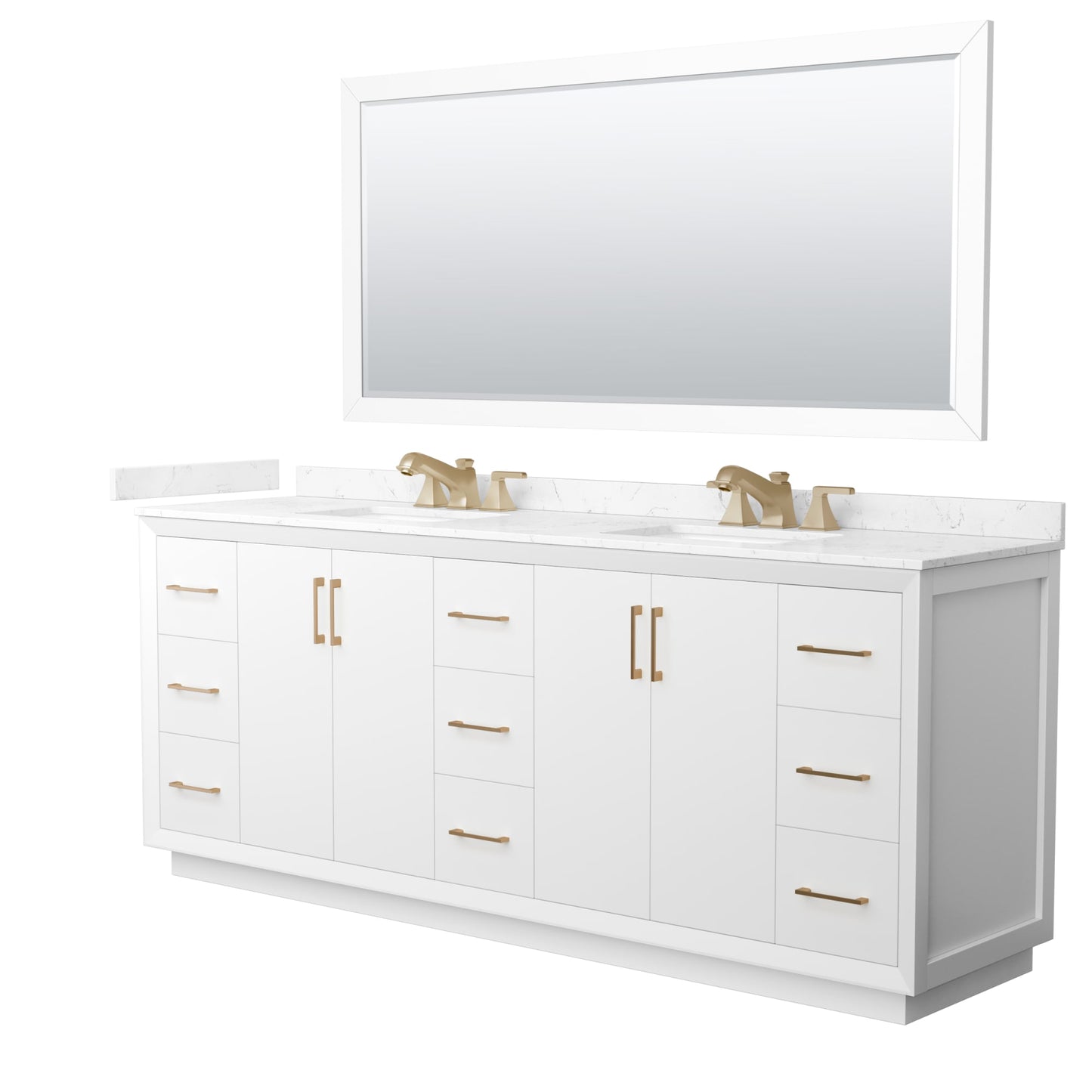 Strada Bathroom Vanity with Countertop 84 inch Double Sink 3-hole Faucet Setup