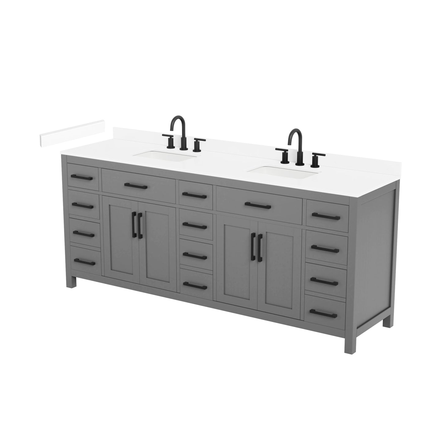 Beckett Bathroom Vanity with Countertop 84 inch Double Sink 3-hole Faucet Setup