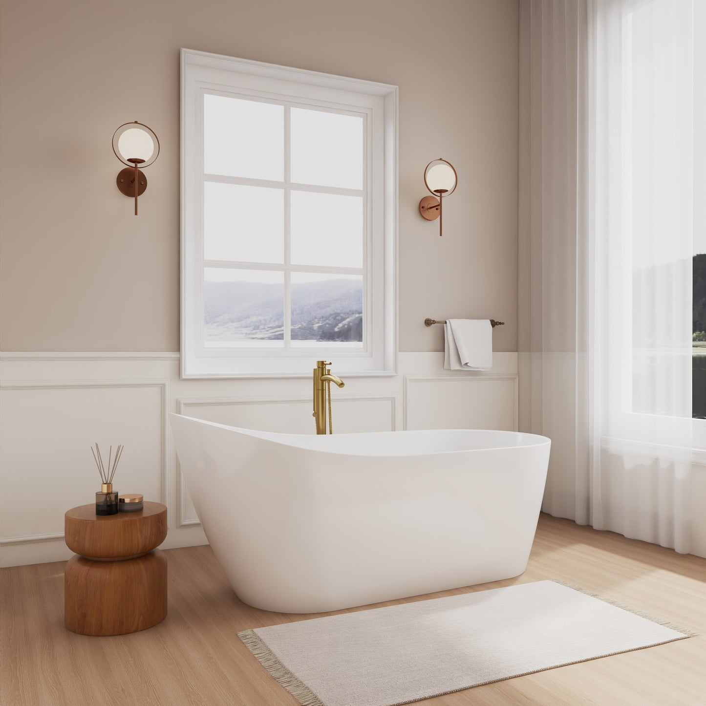 Davia Freestanding Acrylic Bathtub With Faucet 67 inch
