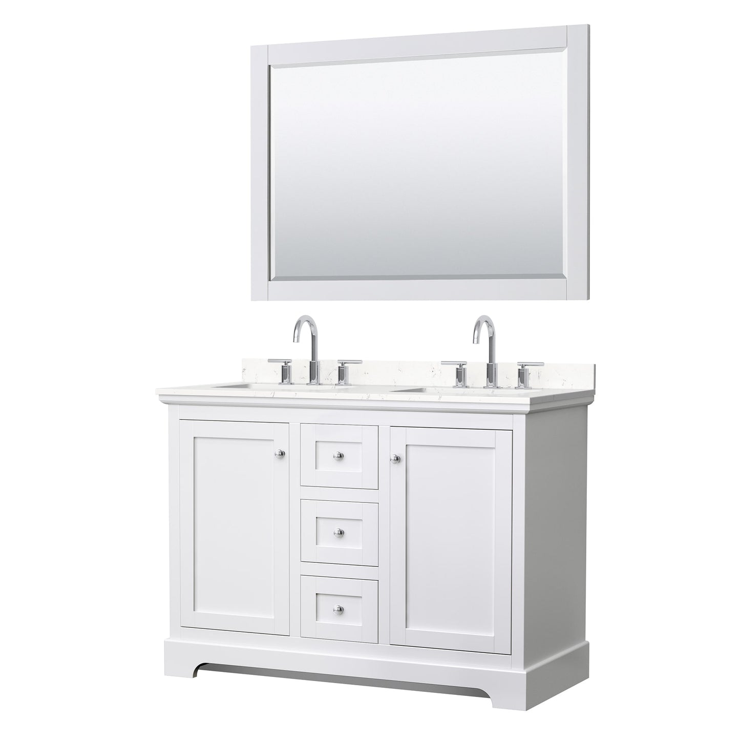 Avery Bathroom Vanity with Countertop 48 inch Double Sink 3-hole Faucet Setup