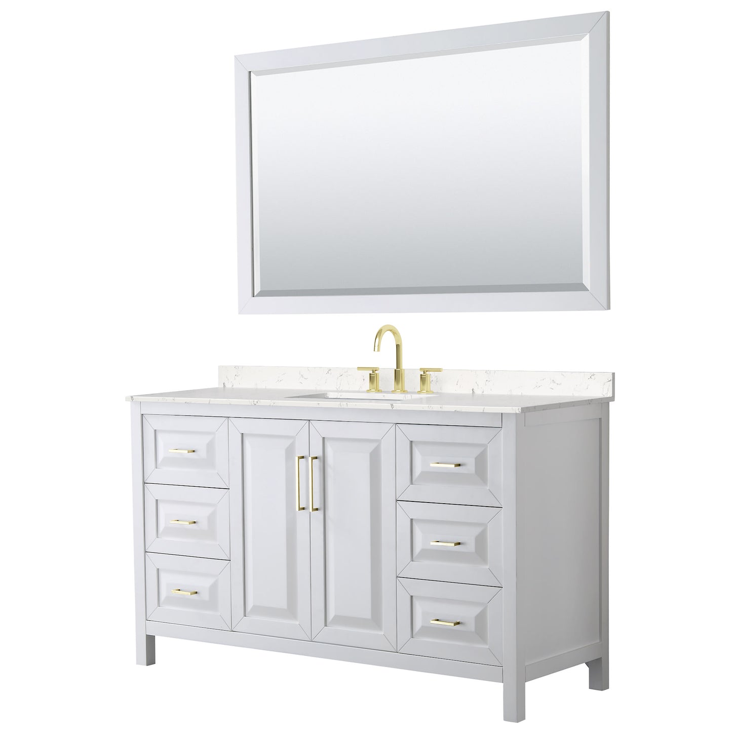 Daria Bathroom Vanity with Countertop 60 inch Single Sink 3-hole Faucet Setup