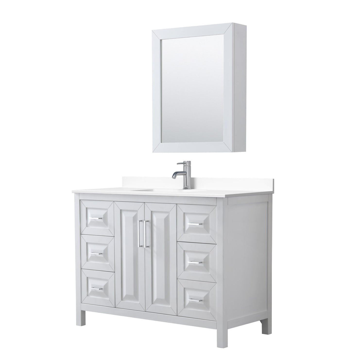 Daria Bathroom Vanity with Countertop 48 inch Single Sink Single hole Faucet Setup