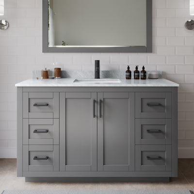 Miranda Bathroom Vanity with Countertop 54 inch Single Sink Single hole Faucet Setup