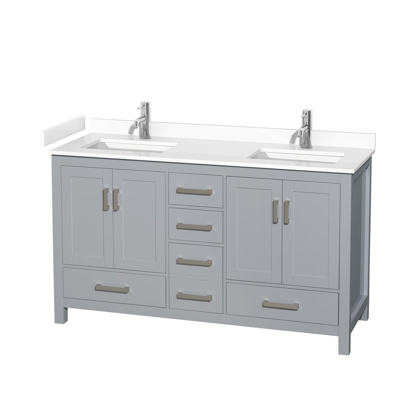 Sheffield Bathroom Vanity with Countertop 60 inch Double Sink Single hole Faucet Setup