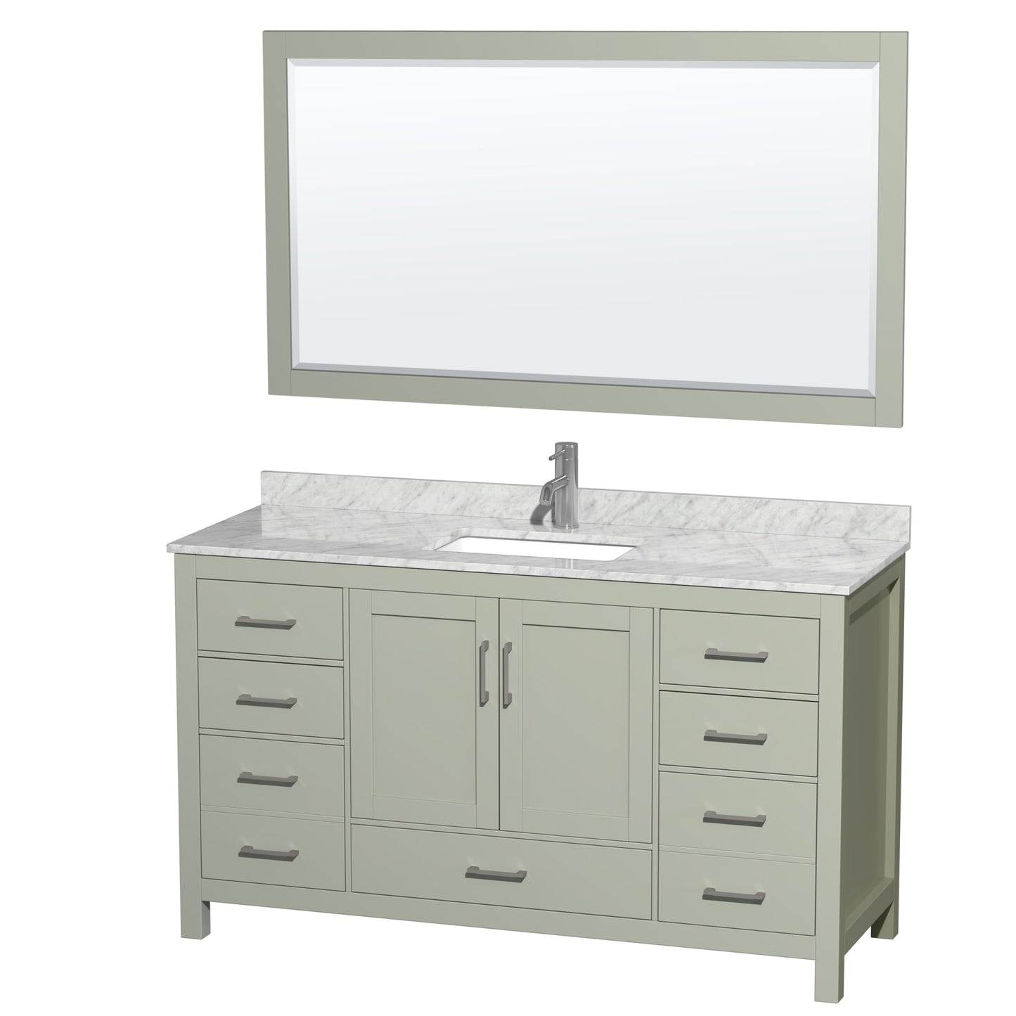 Sheffield Bathroom Vanity with Countertop 60 inch Single Sink Single hole Faucet Setup
