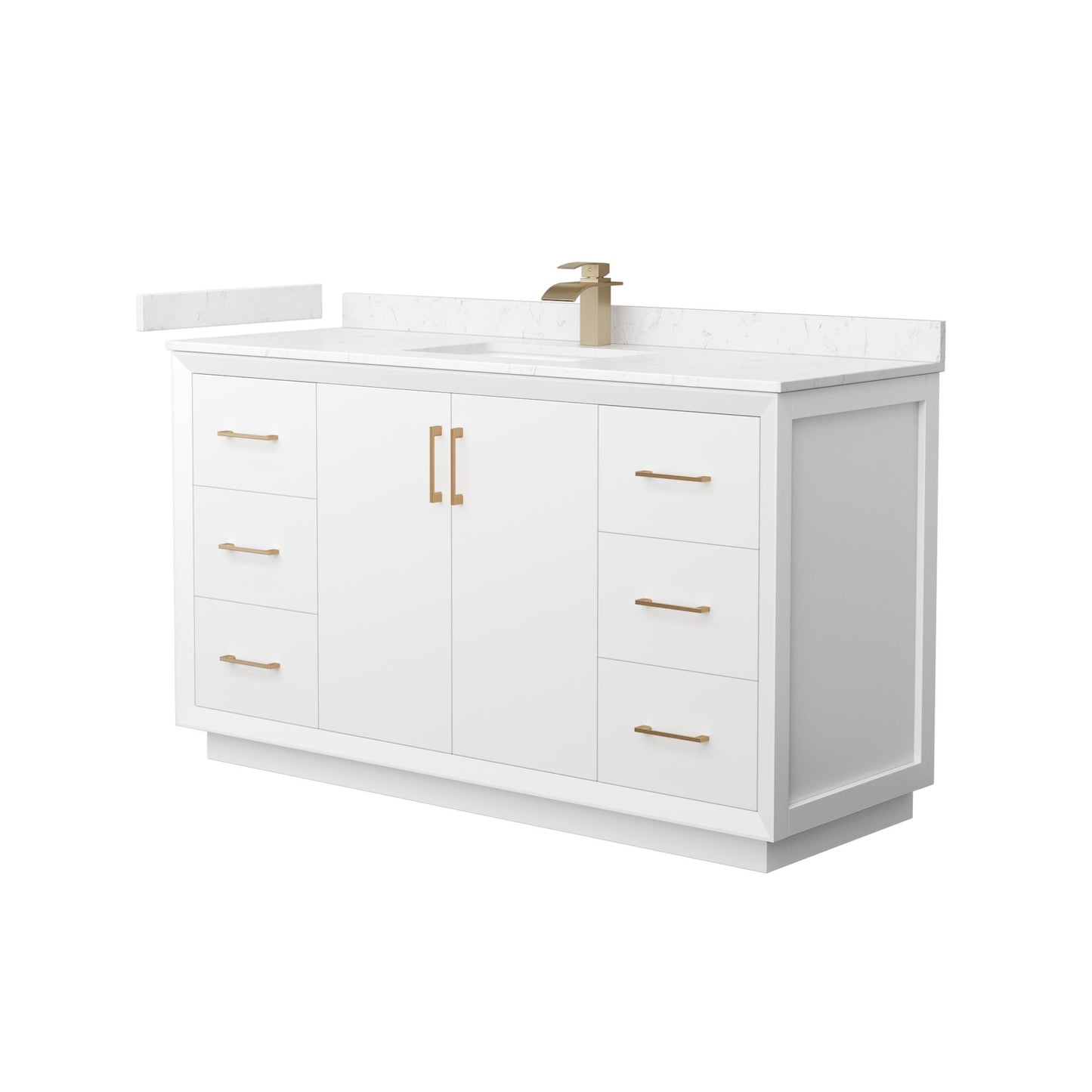 Strada Bathroom Vanity with Countertop 60 inch Single Sink Single hole Faucet Setup