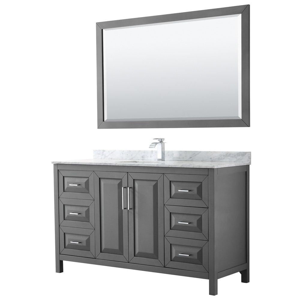 Daria Bathroom Vanity with Countertop 60 inch Single Sink Single hole Faucet Setup