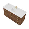 Custom image for Dark Oak with Brushed Gold Trim / White Quartz / No Mirror