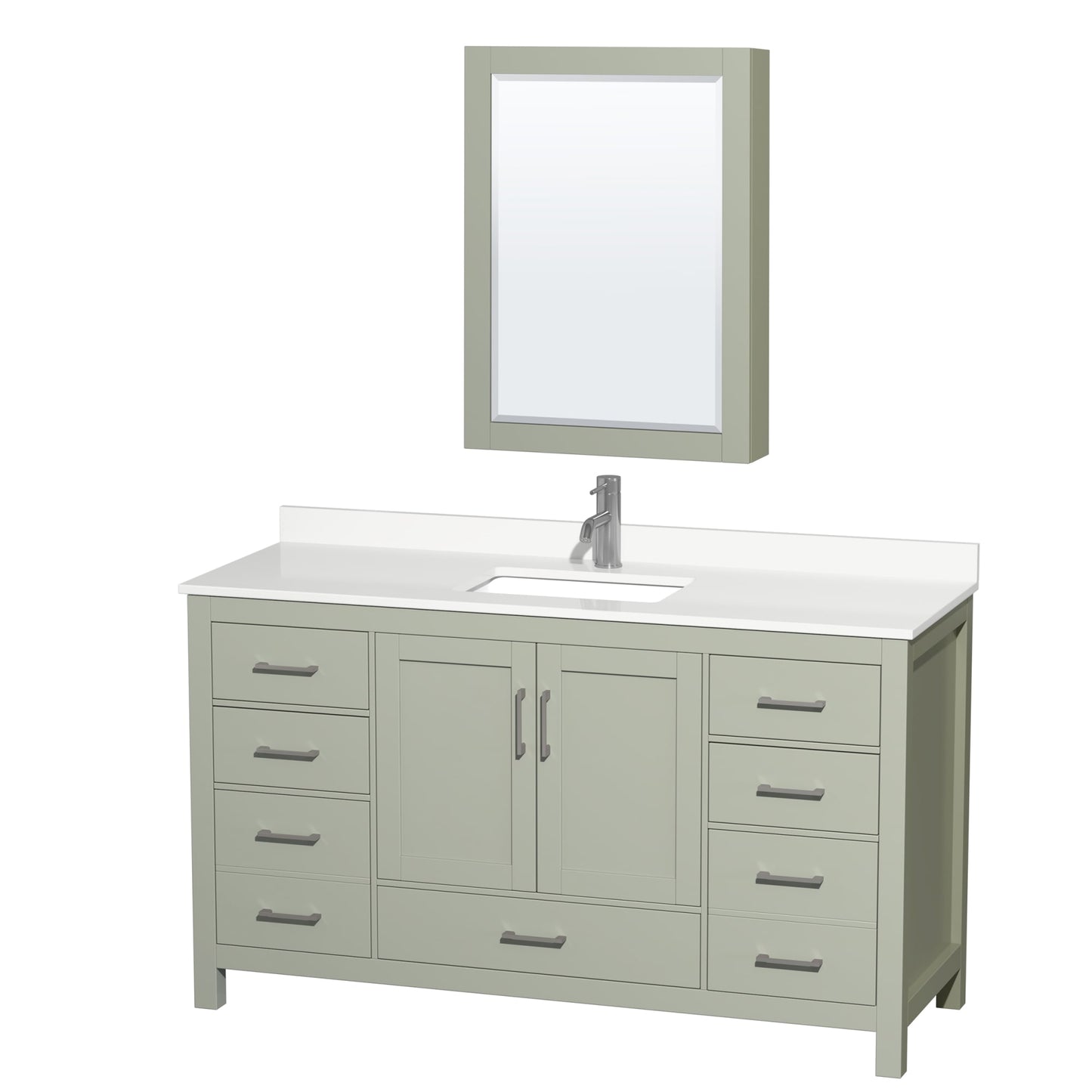 Sheffield Bathroom Vanity with Countertop 60 inch Single Sink Single hole Faucet Setup