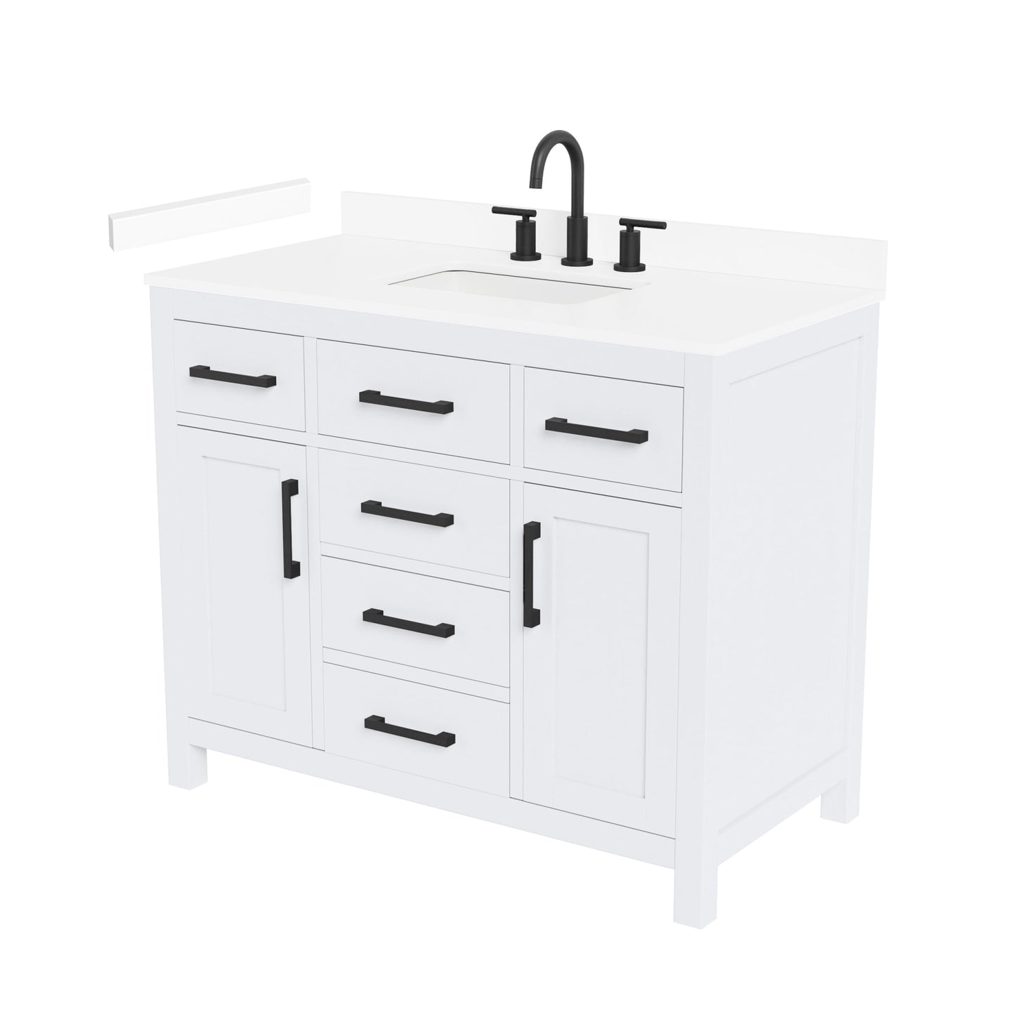 Beckett Bathroom Vanity with Countertop 42 inch Single Sink 3-hole Faucet Setup
