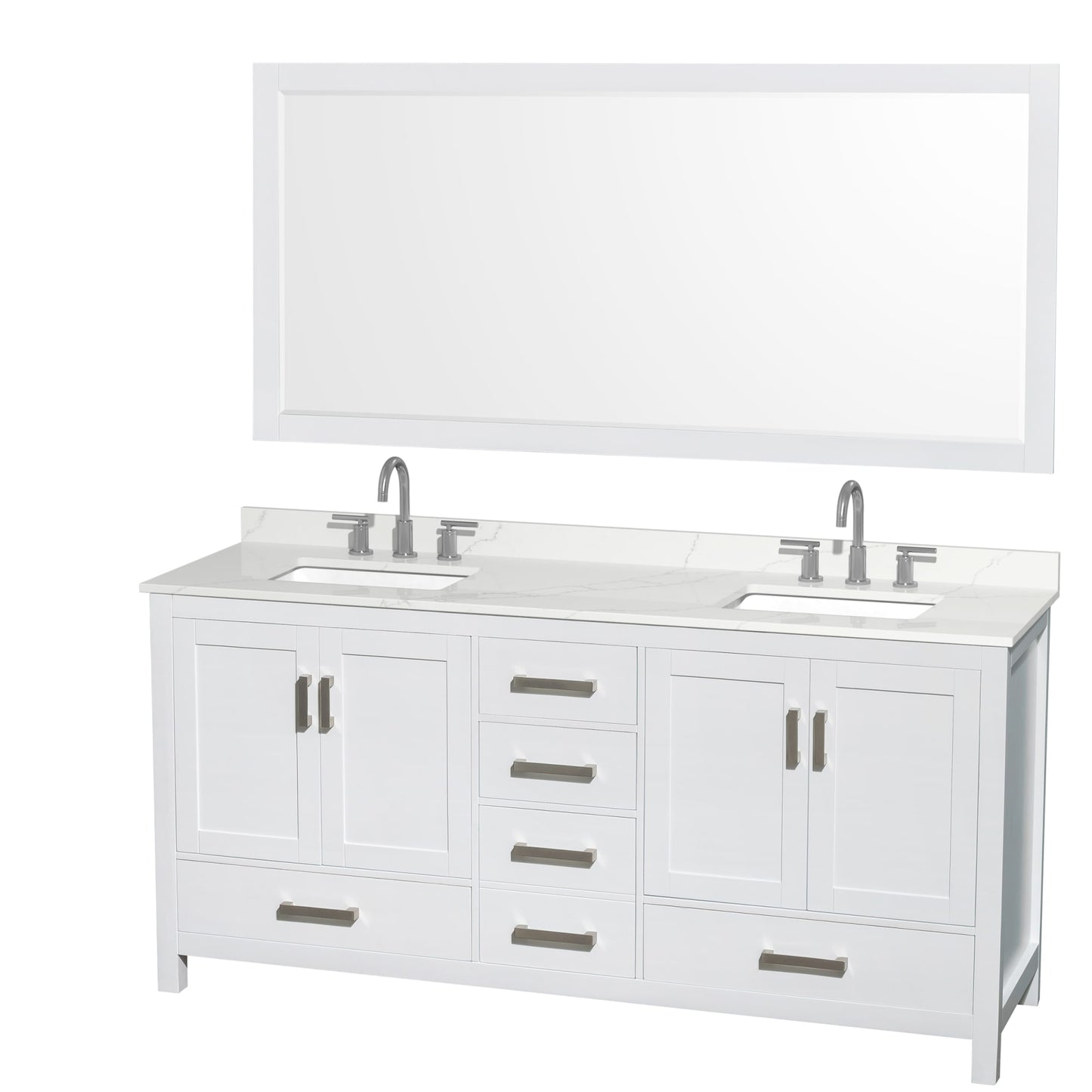 Sheffield Bathroom Vanity with Countertop 72 inch Double Sink 3-hole Faucet Setup