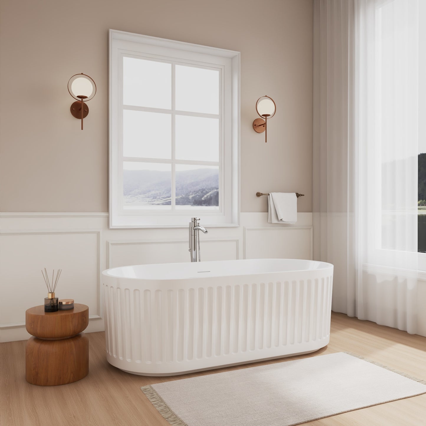 Carmela Freestanding Acrylic Bathtub With Faucet 67 inch