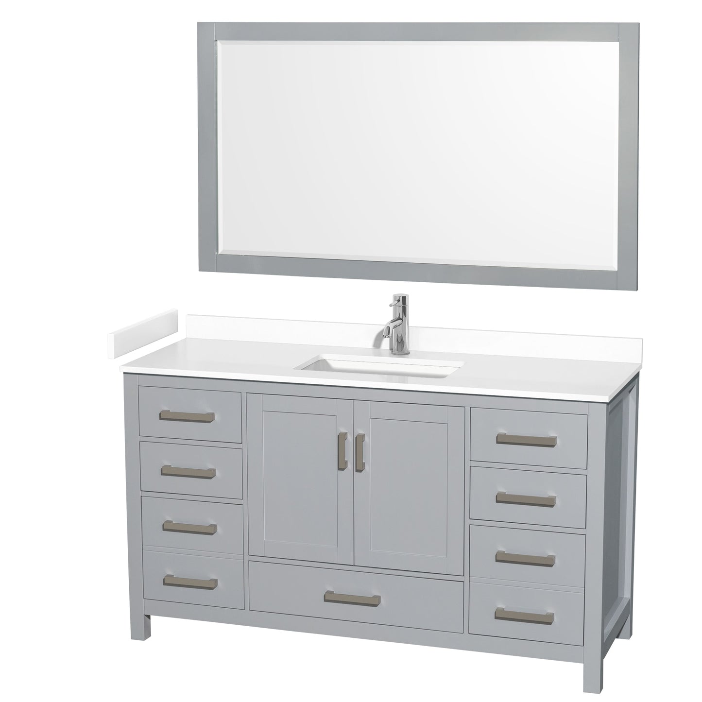 Sheffield Bathroom Vanity with Countertop 60 inch Single Sink Single hole Faucet Setup