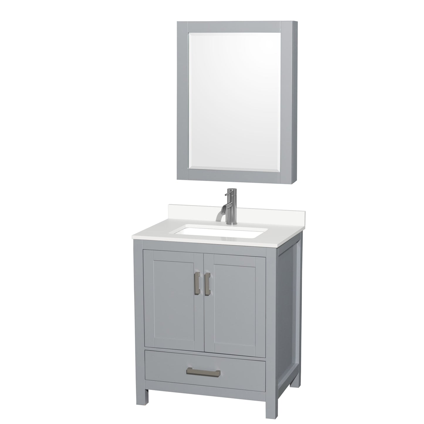 Sheffield Bathroom Vanity with Countertop 30 inch Single Sink Single hole Faucet Setup