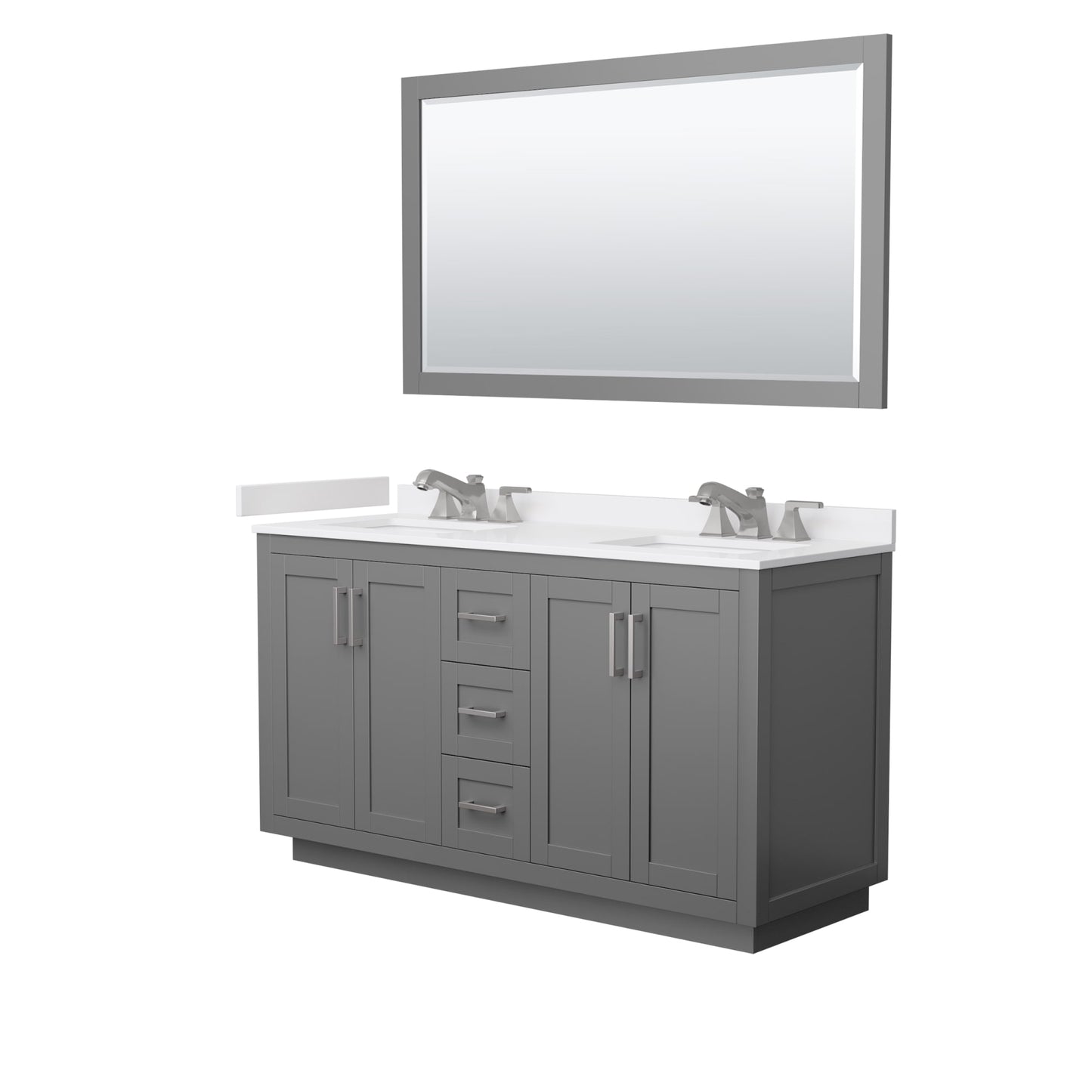Miranda Bathroom Vanity with Countertop 60 inch Double Sink 3-hole Faucet Setup