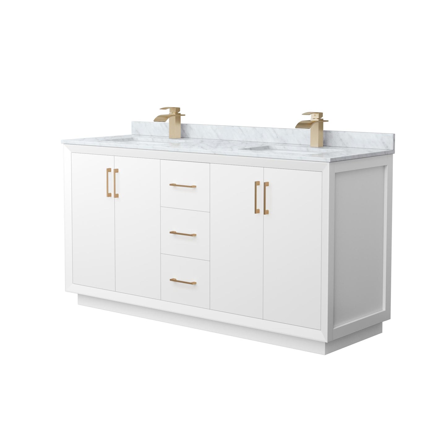 Strada Bathroom Vanity with Countertop 66 inch Double Sink Single hole Faucet Setup