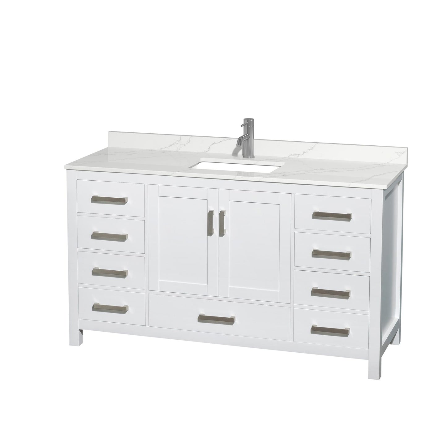 Sheffield Bathroom Vanity with Countertop 60 inch Single Sink Single hole Faucet Setup