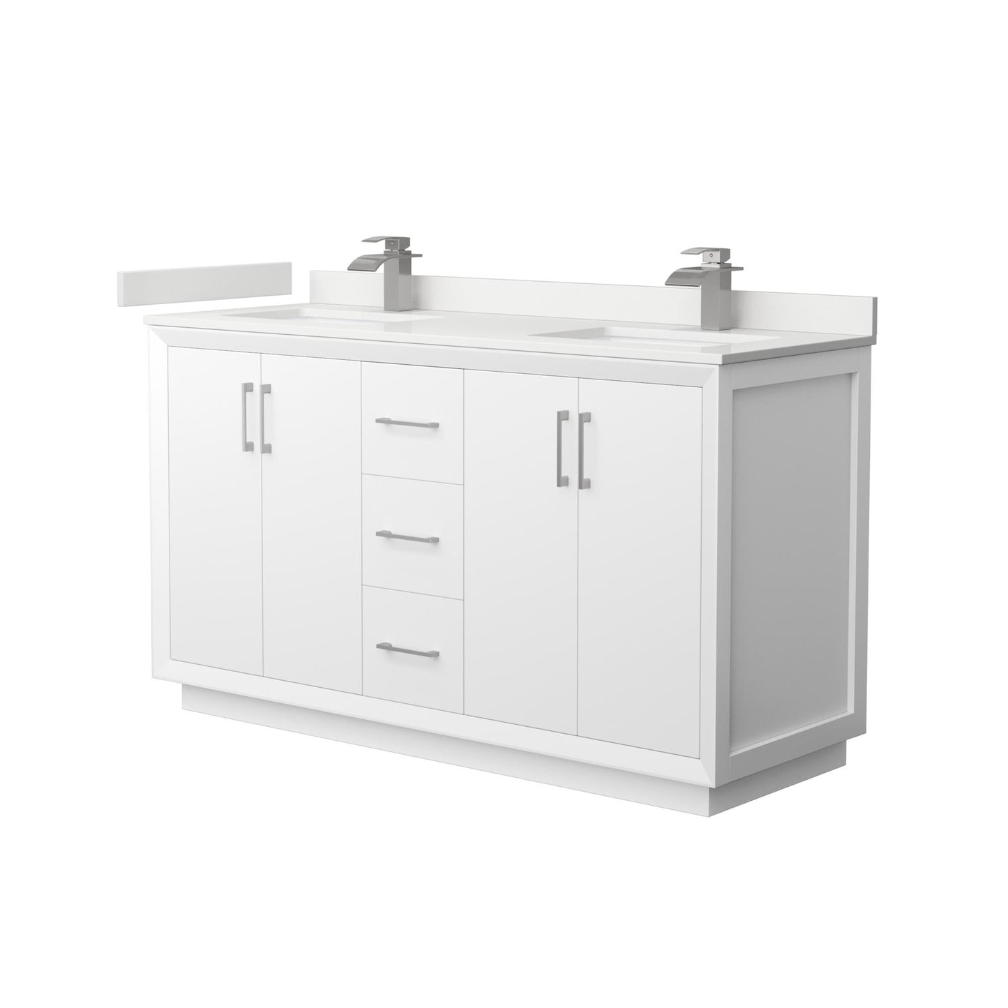 Strada Bathroom Vanity with Countertop 60 inch Double Sink Single hole Faucet Setup