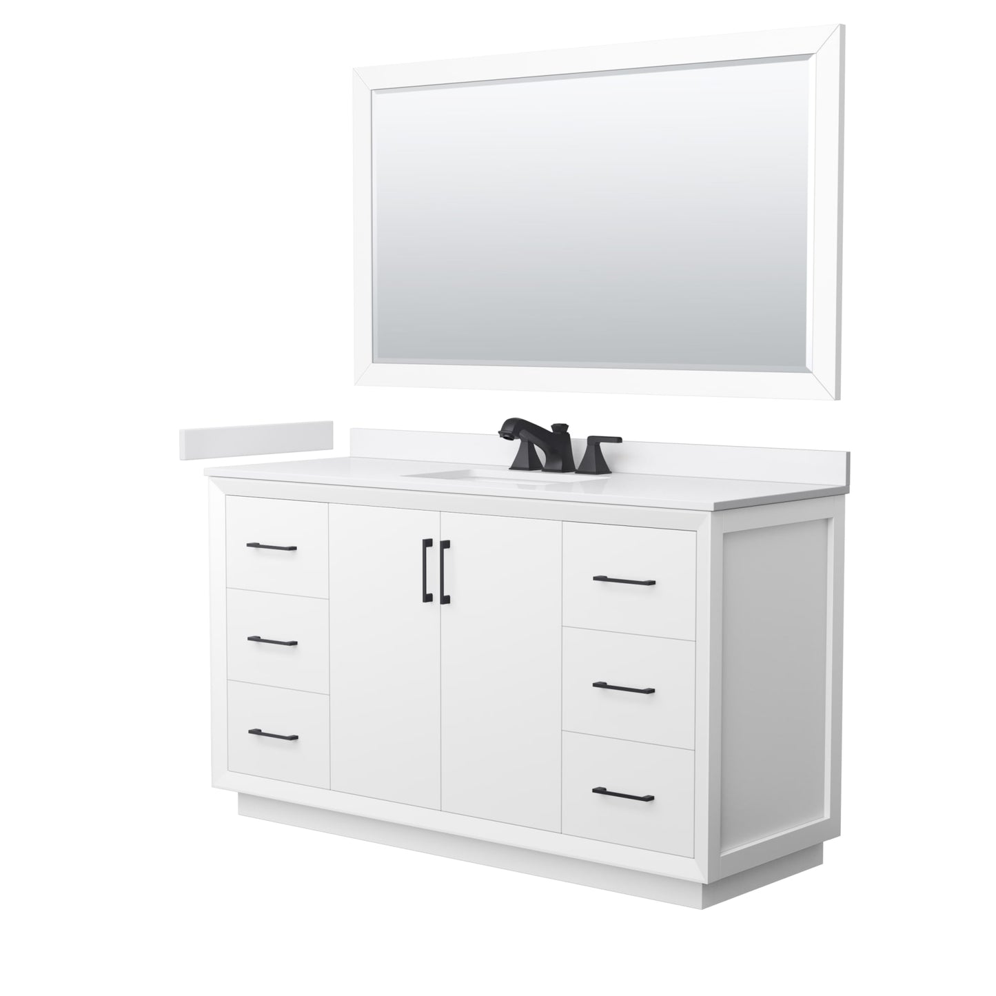 Strada Bathroom Vanity with Countertop 60 inch Single Sink 3-hole Faucet Setup