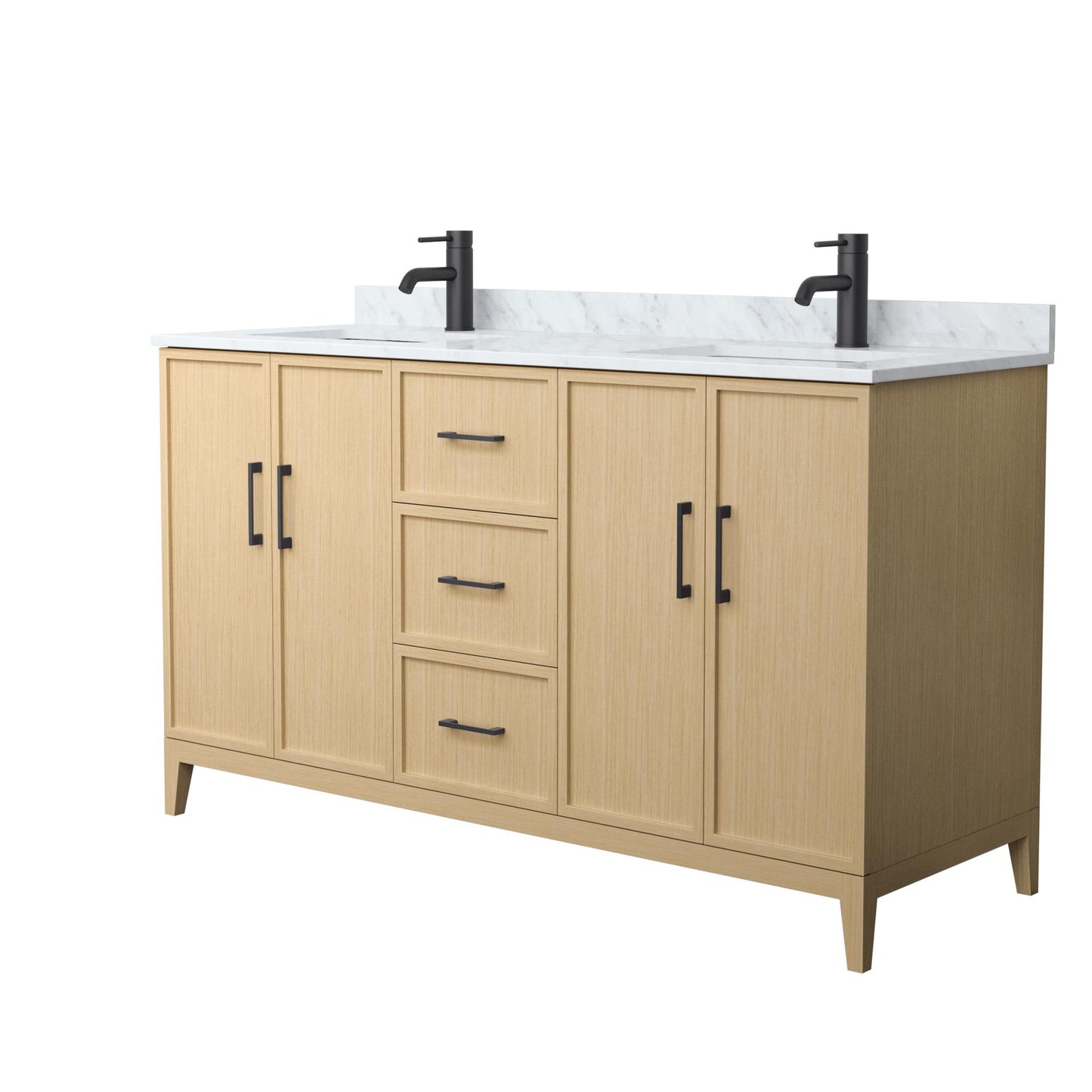 Elan Bathroom Vanity with Countertop 60 inch Double Sink Single hole Faucet Setup