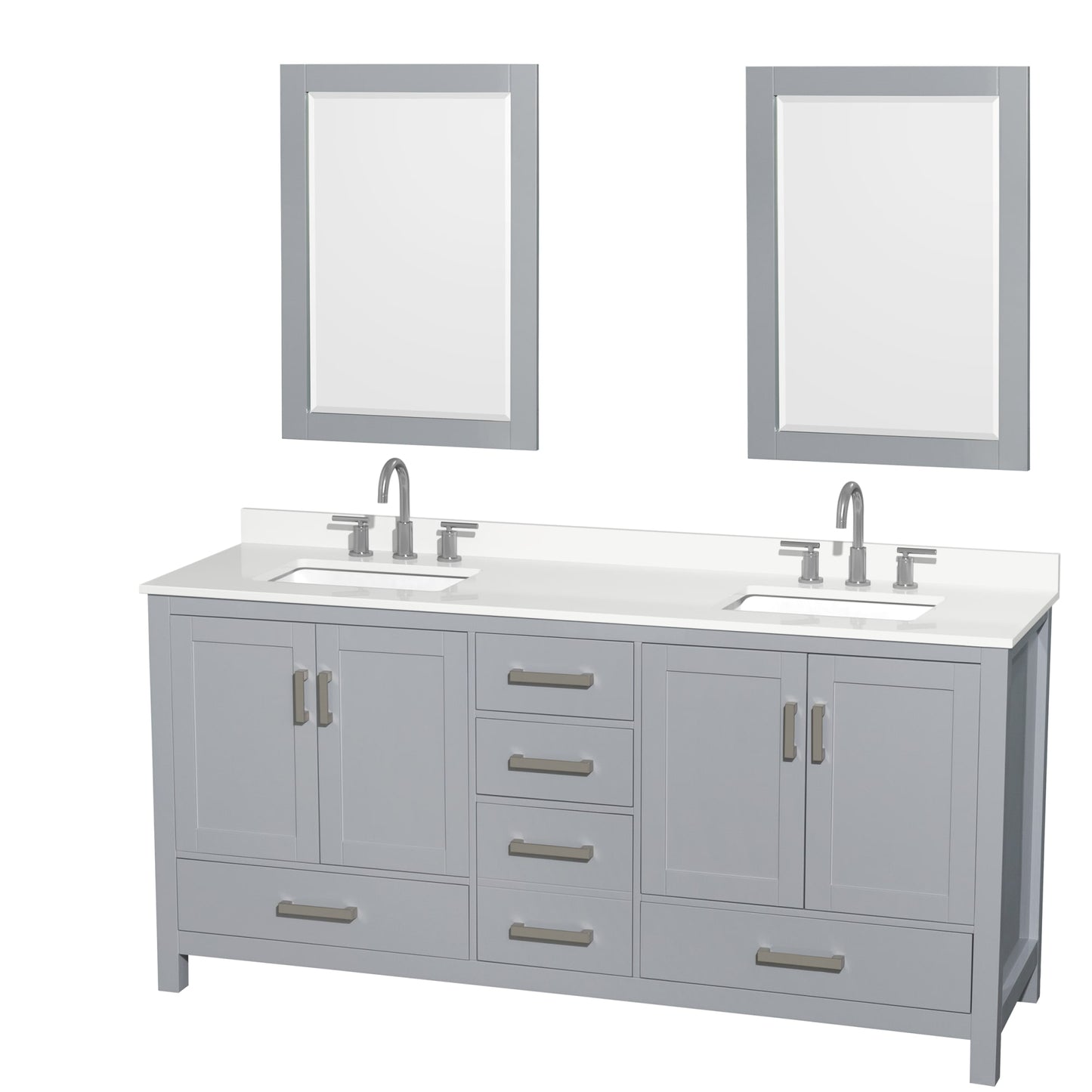 Sheffield Bathroom Vanity with Countertop 72 inch Double Sink 3-hole Faucet Setup
