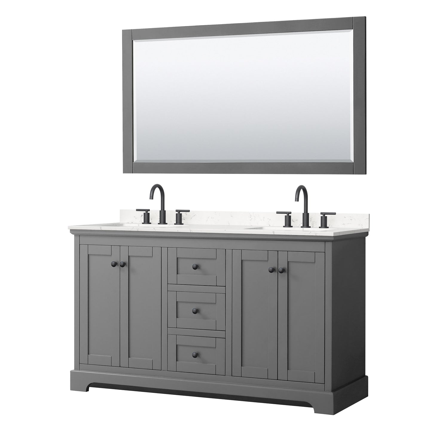 Avery Bathroom Vanity with Countertop 60 inch Double Sink 3-hole Faucet Setup