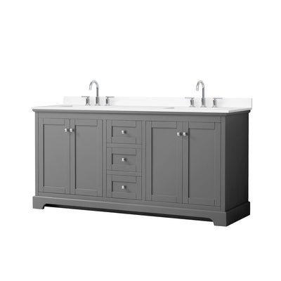 Avery Bathroom Vanity with Countertop 72 inch Double Sink 3-hole Faucet Setup