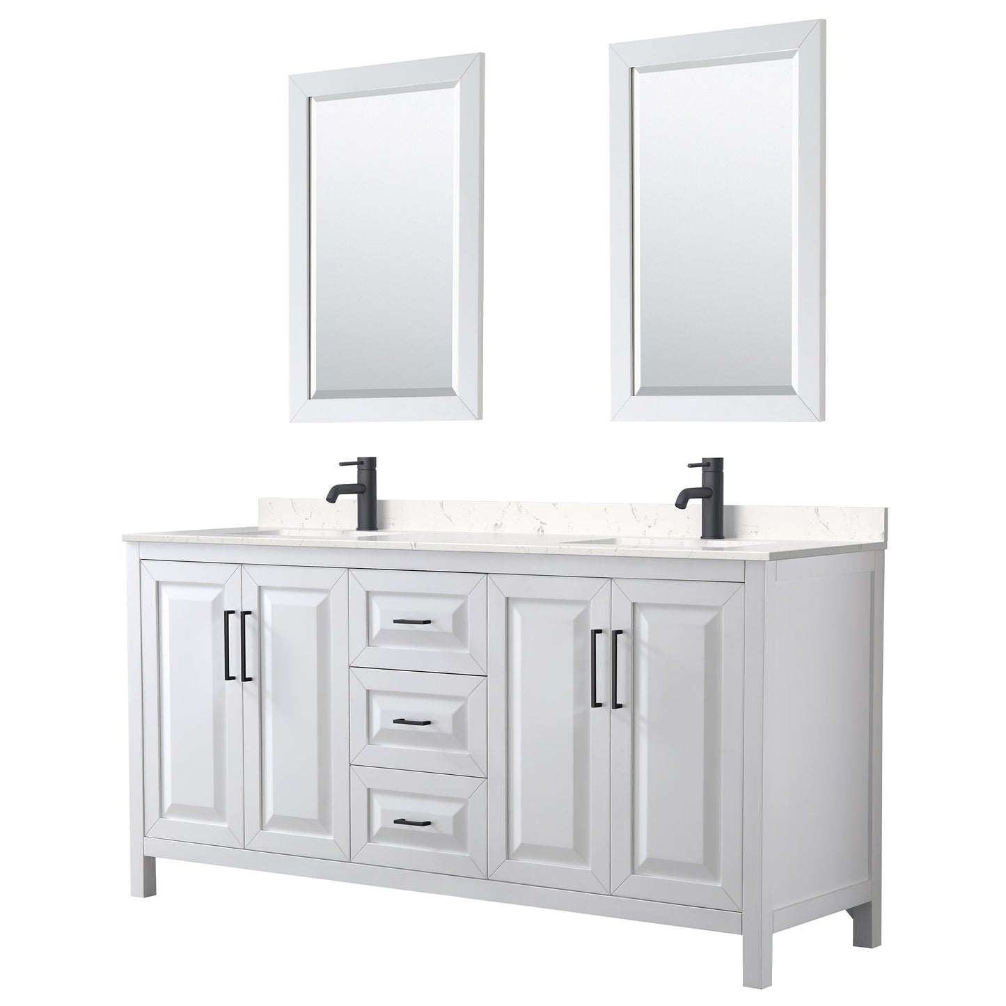 Daria Bathroom Vanity with Countertop 72 inch Double Sink Single hole Faucet Setup