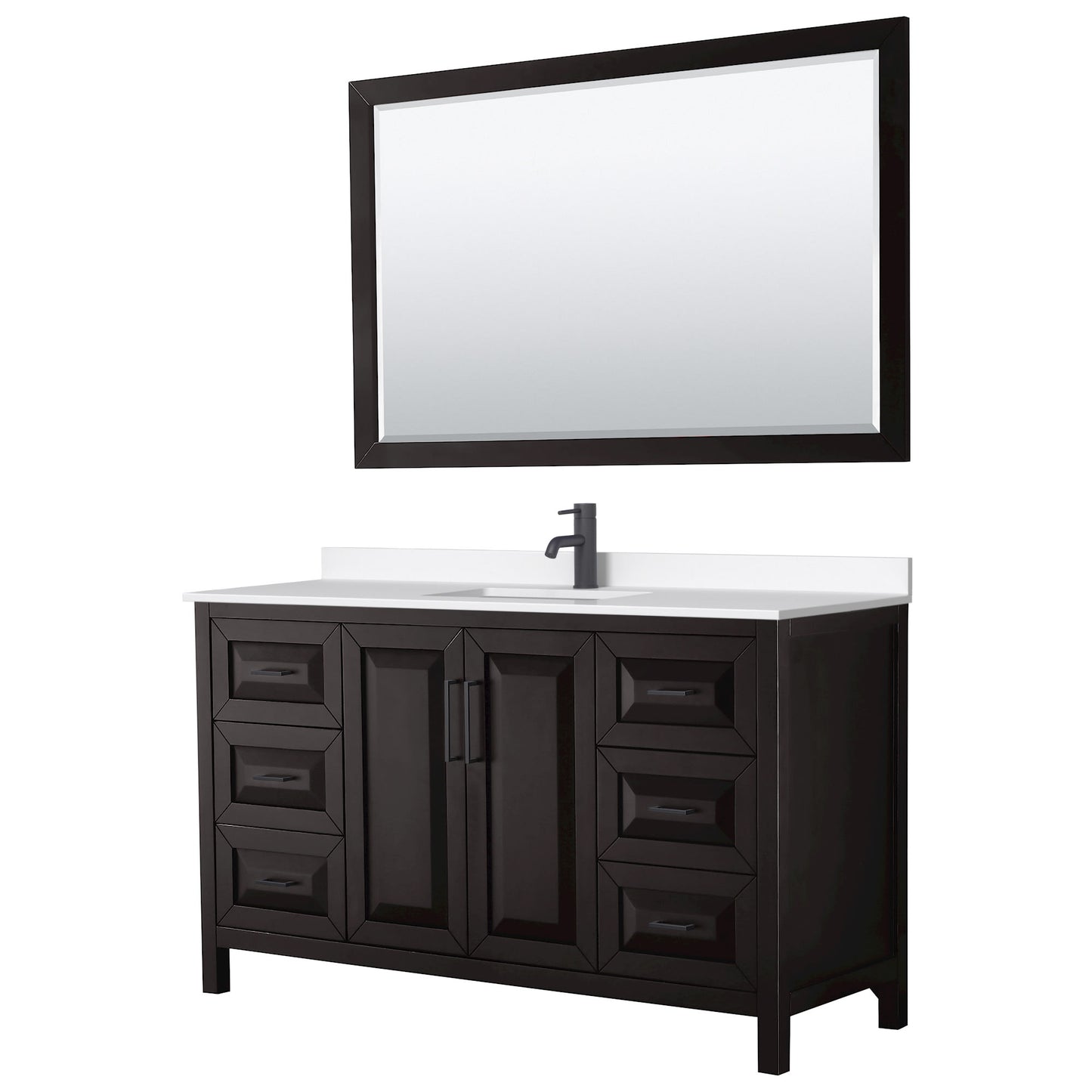 Daria Bathroom Vanity with Countertop 60 inch Single Sink Single hole Faucet Setup