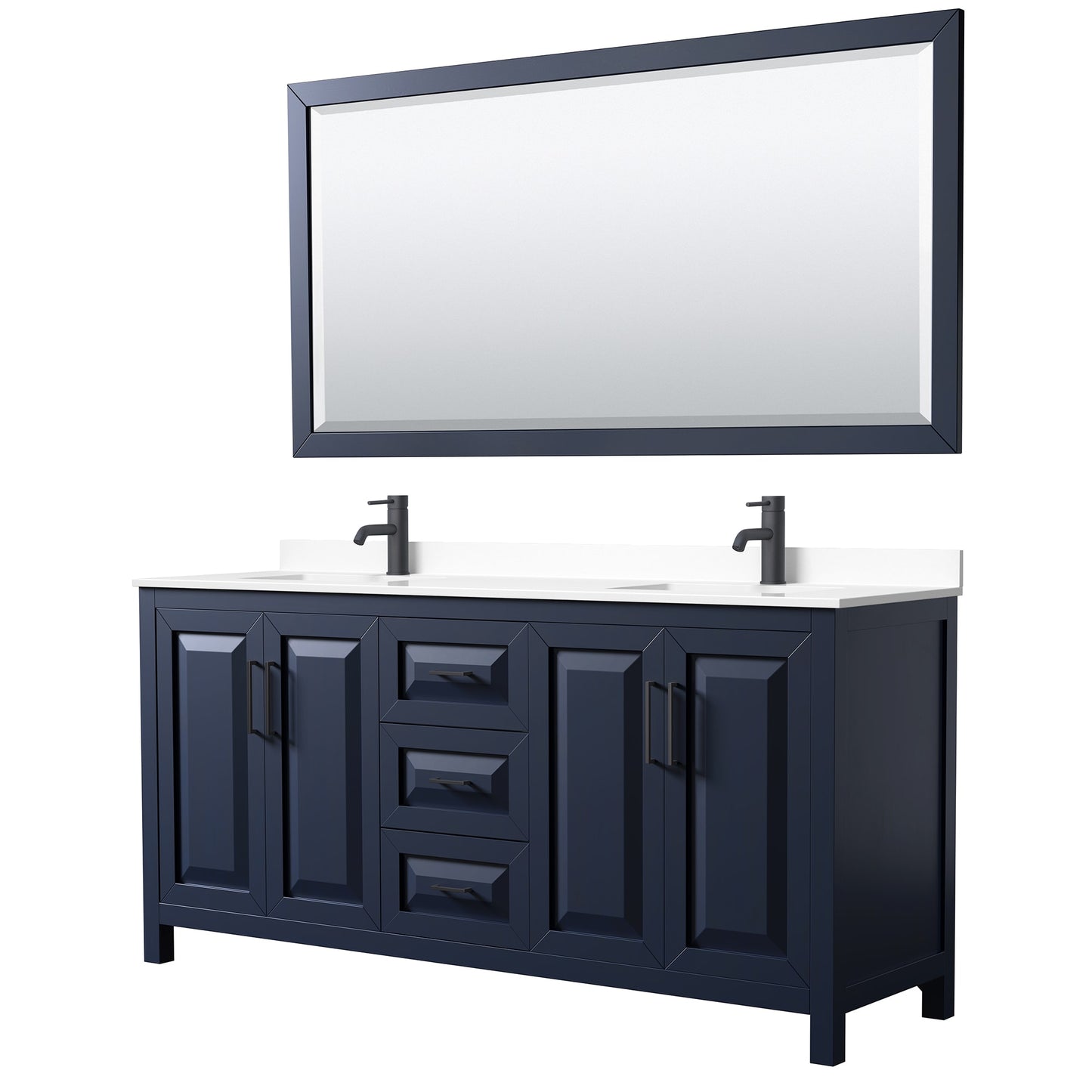 Daria Bathroom Vanity with Countertop 72 inch Double Sink Single hole Faucet Setup