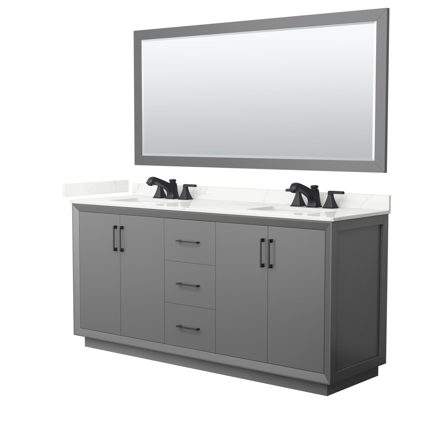 Strada Bathroom Vanity with Countertop 72 inch Double Sink 3-hole Faucet Setup