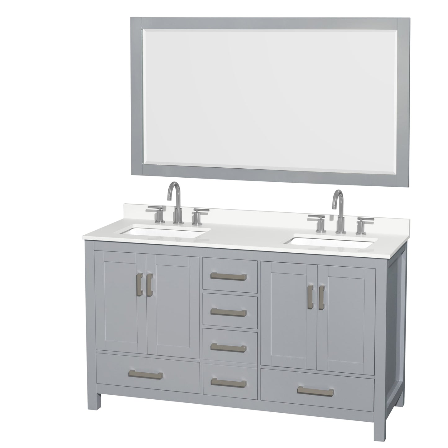 Sheffield Bathroom Vanity with Countertop 60 inch Double Sink 3-hole Faucet Setup