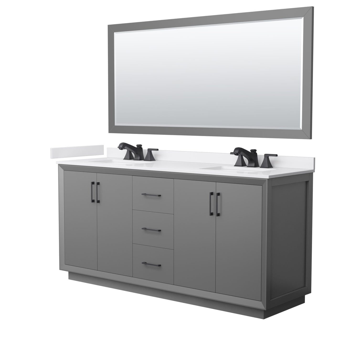 Strada Bathroom Vanity with Countertop 72 inch Double Sink 3-hole Faucet Setup