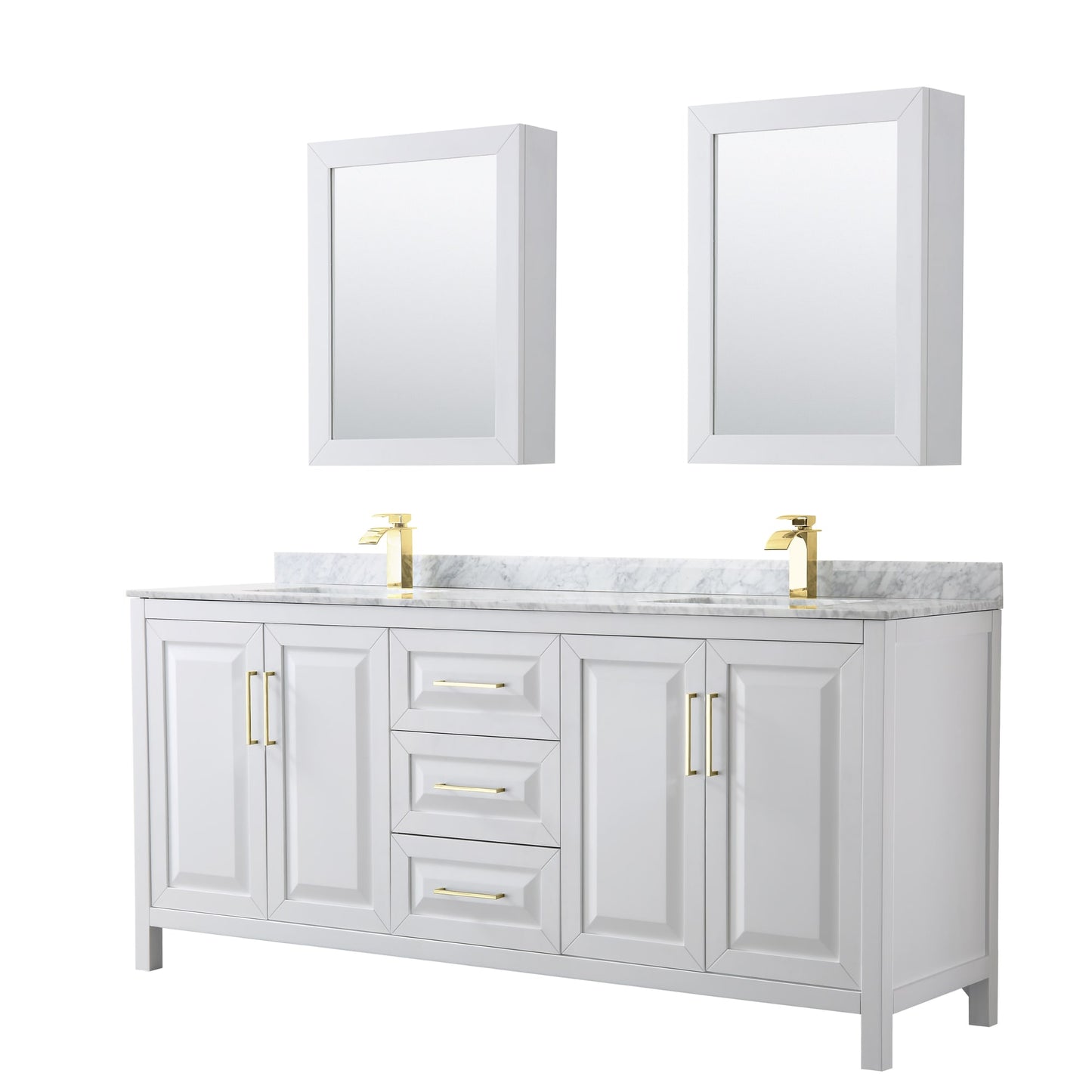 Daria Bathroom Vanity with Countertop 80 inch Double Sink Single hole Faucet Setup