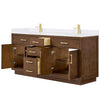 Custom image for Dark Oak with Brushed Gold Trim / White Cultured Marble / No Mirror