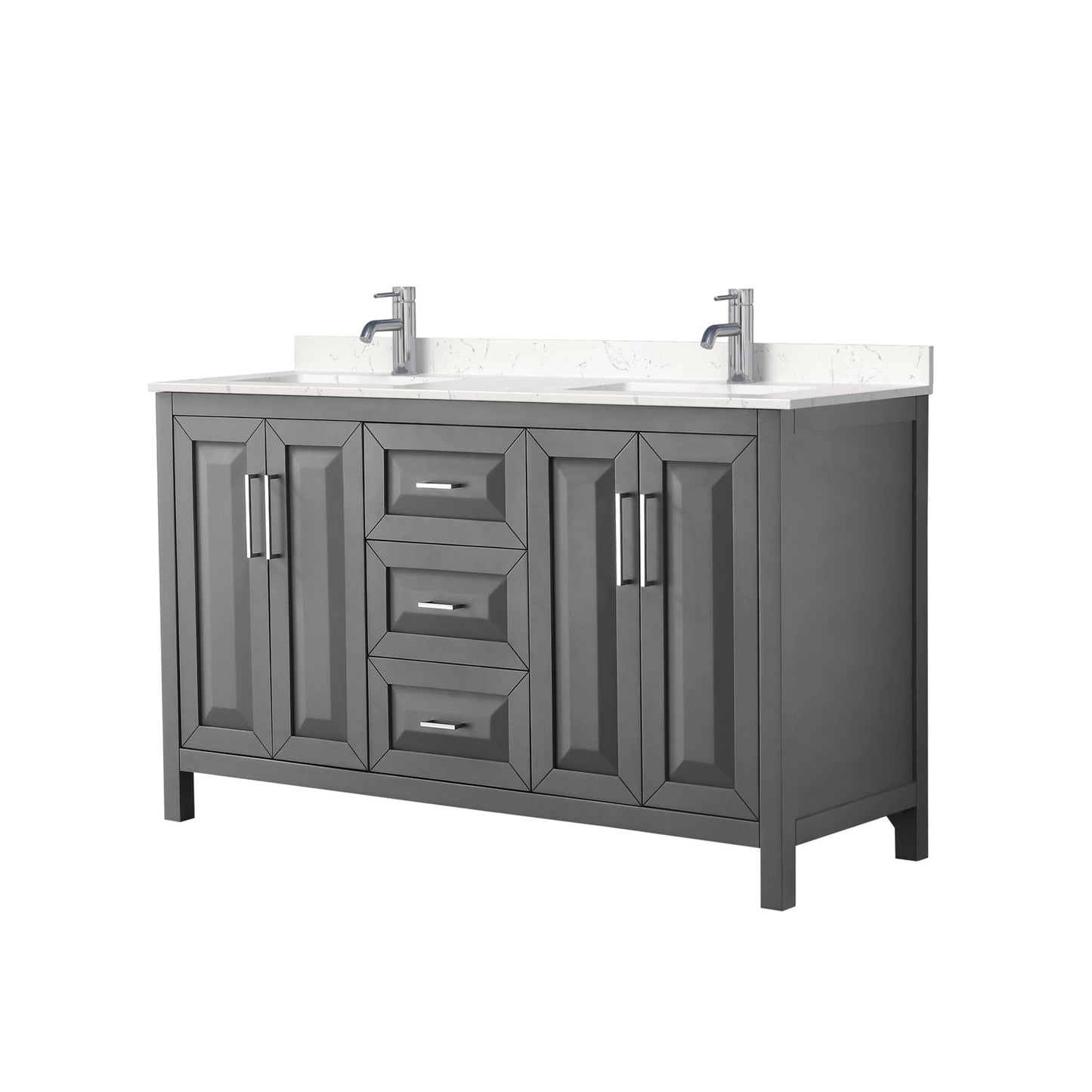 Daria Bathroom Vanity with Countertop 60 inch Double Sink Single hole Faucet Setup