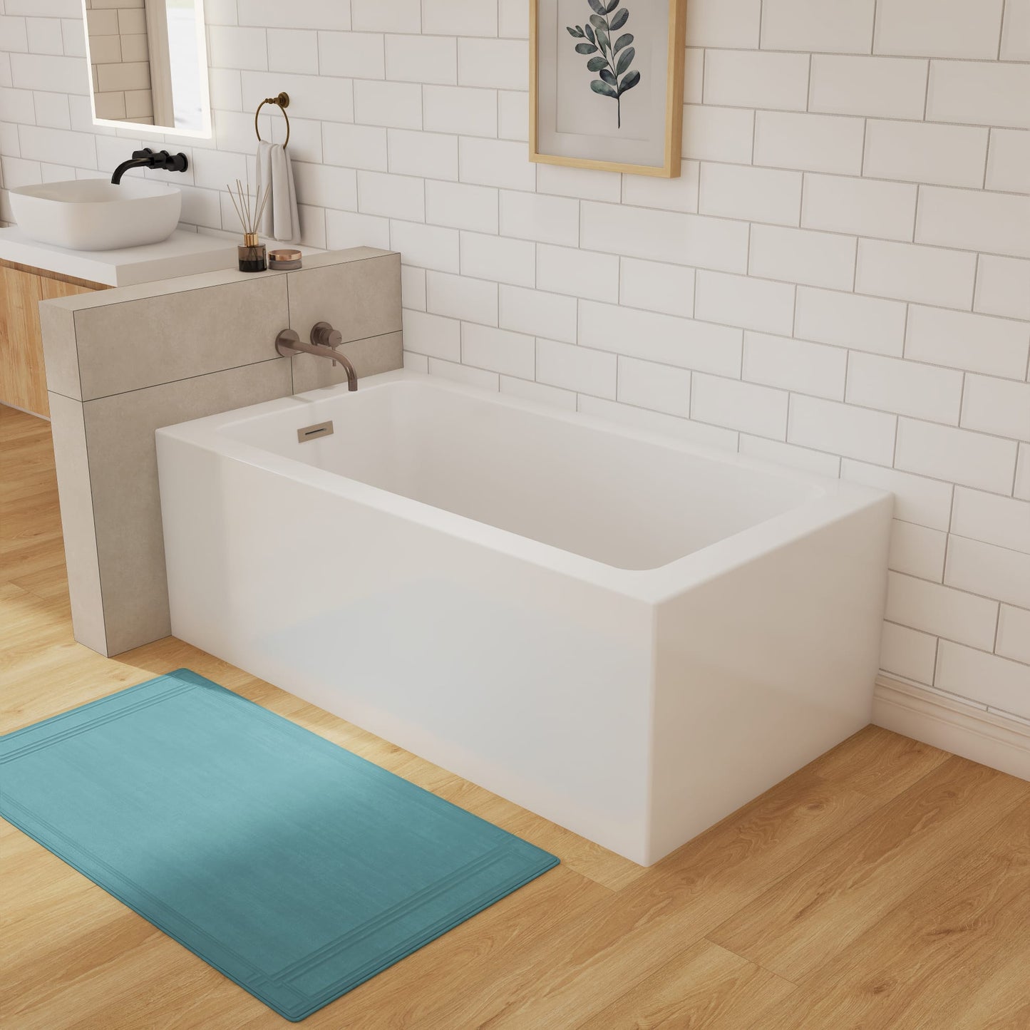 Grayley Alcove Acrylic Bathtub No Faucet 60 inch 2 Sided Skirt