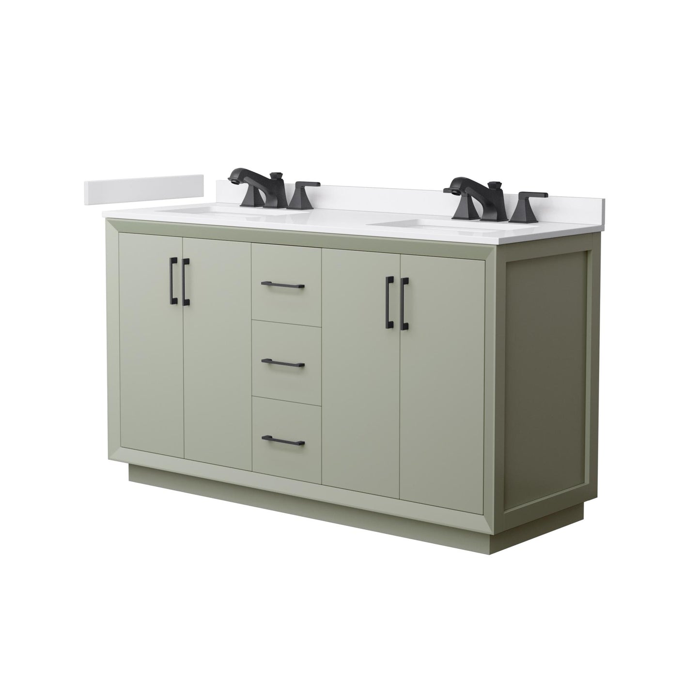Strada Bathroom Vanity with Countertop 60 inch Double Sink 3-hole Faucet Setup