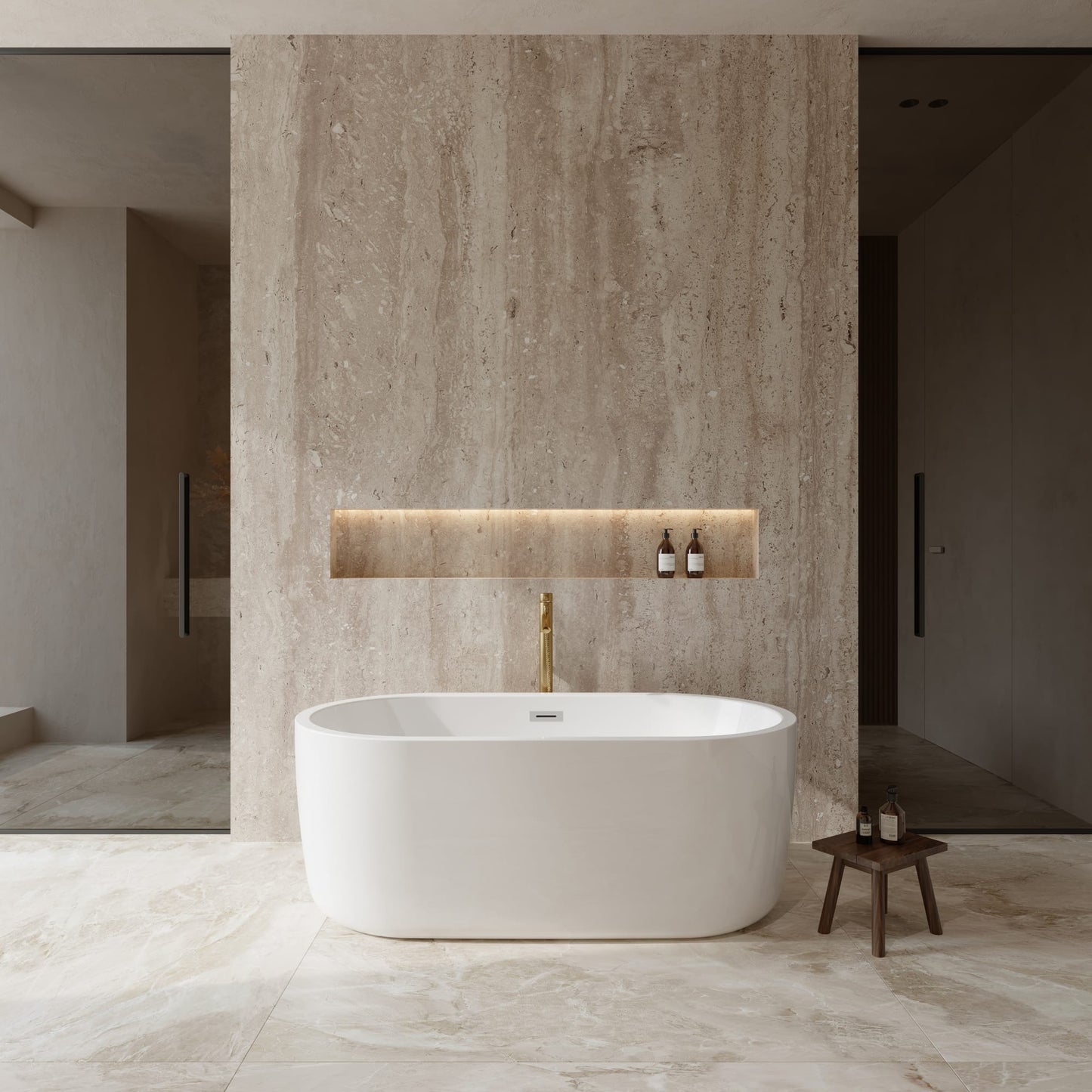 Juliette Freestanding Acrylic Bathtub With Faucet 60 inch