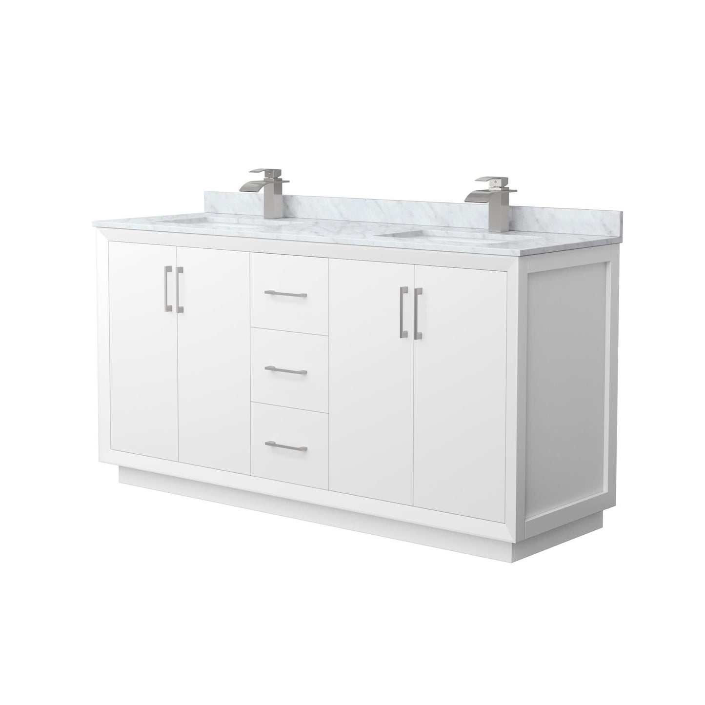 Strada Bathroom Vanity with Countertop 66 inch Double Sink Single hole Faucet Setup