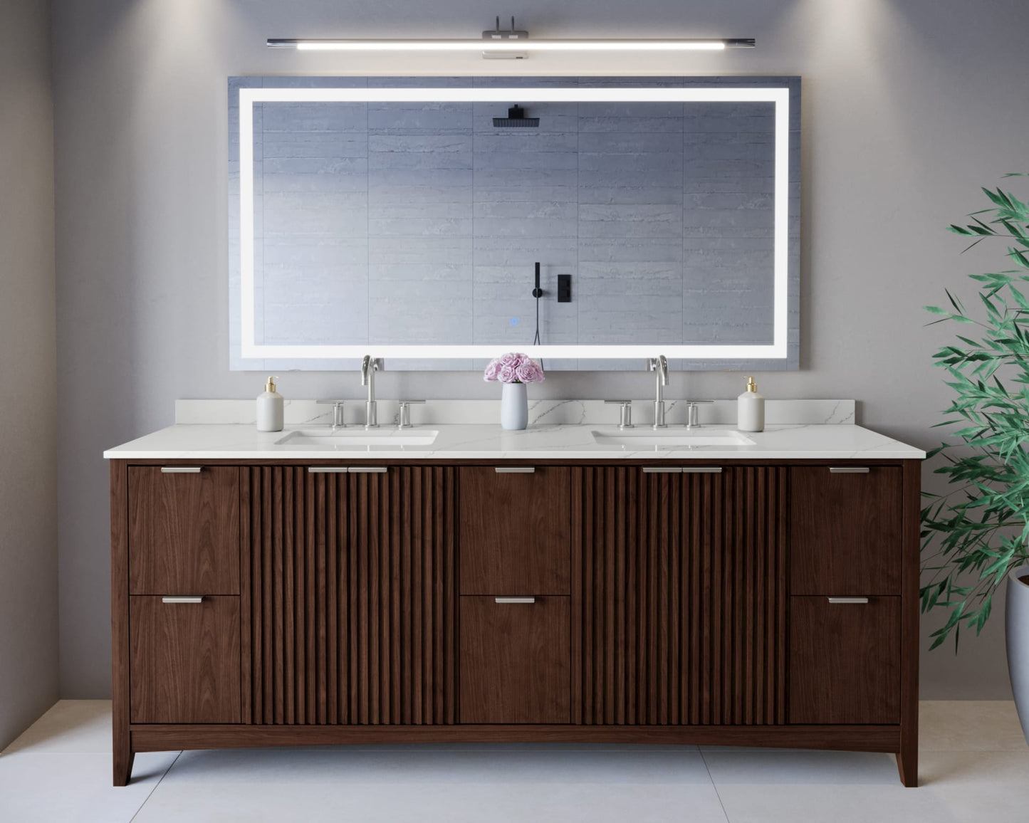 Palmilla Bathroom Vanity with Countertop 84 inch Double Sink 3-hole Faucet Setup