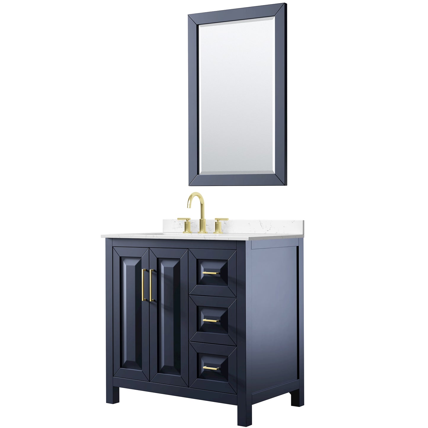 Daria Bathroom Vanity with Countertop 36 inch Single Sink 3-hole Faucet Setup