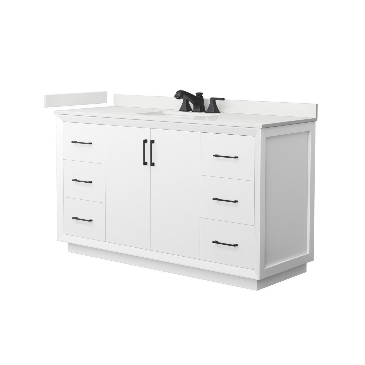 Strada Bathroom Vanity with Countertop 60 inch Single Sink 3-hole Faucet Setup