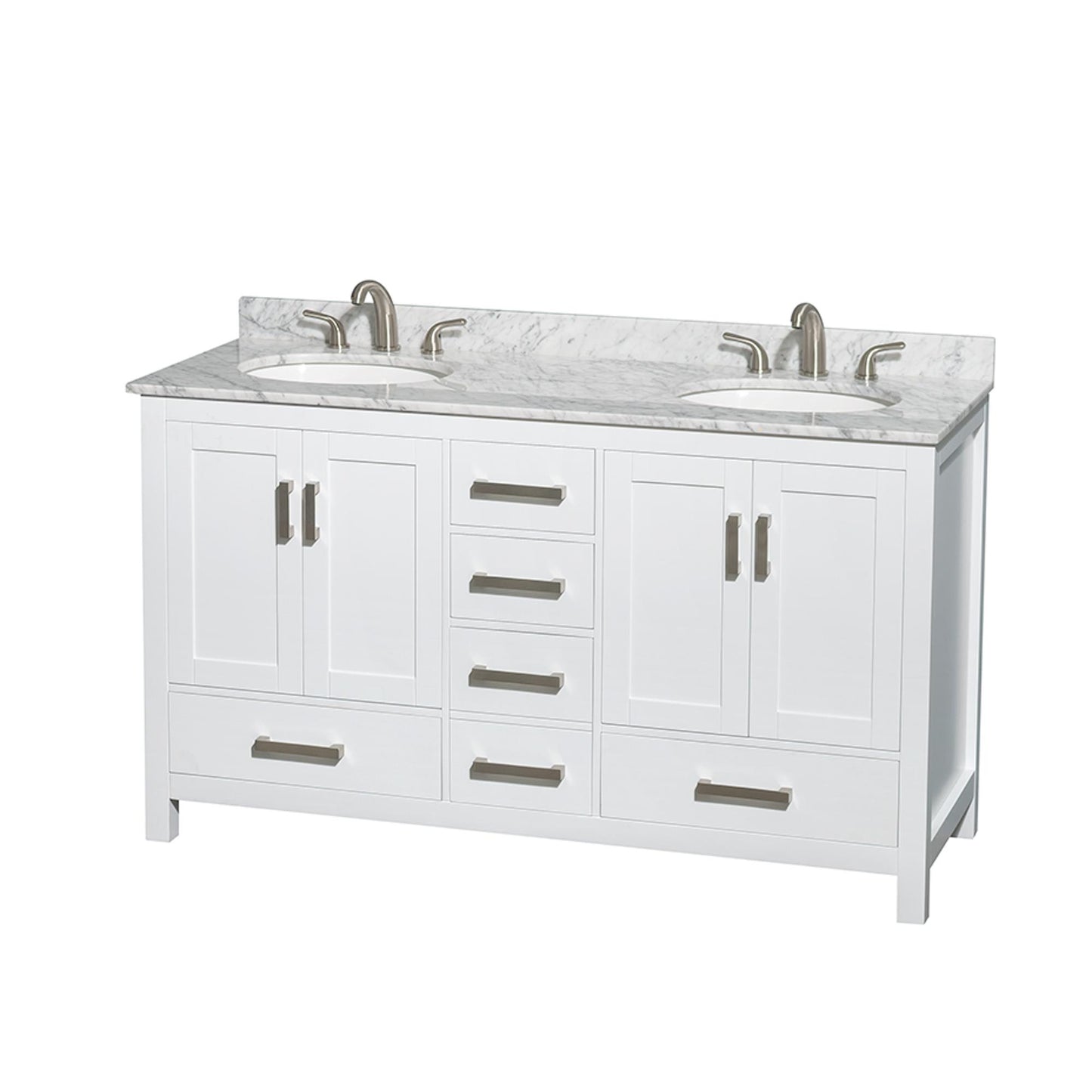 Sheffield Bathroom Vanity with Countertop 60 inch Double Sink 3-hole Faucet Setup