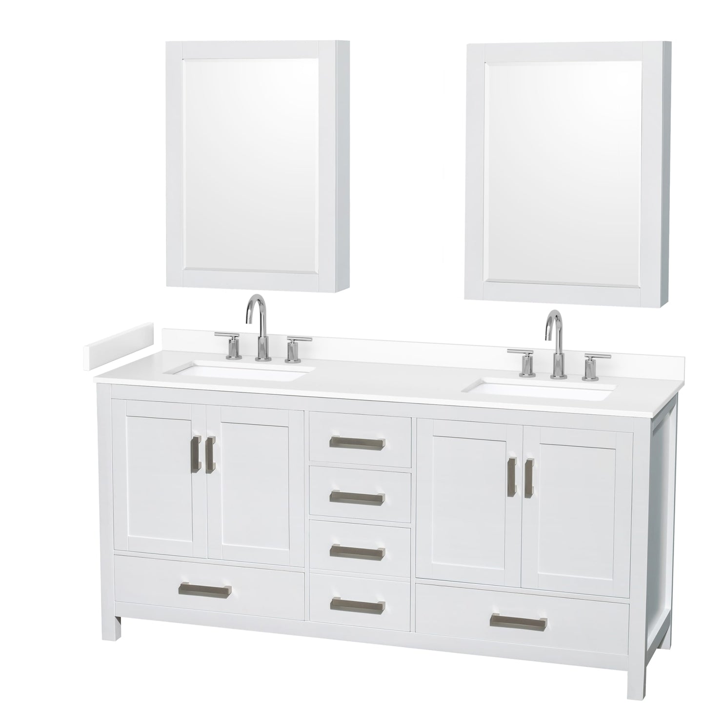 Sheffield Bathroom Vanity with Countertop 72 inch Double Sink 3-hole Faucet Setup