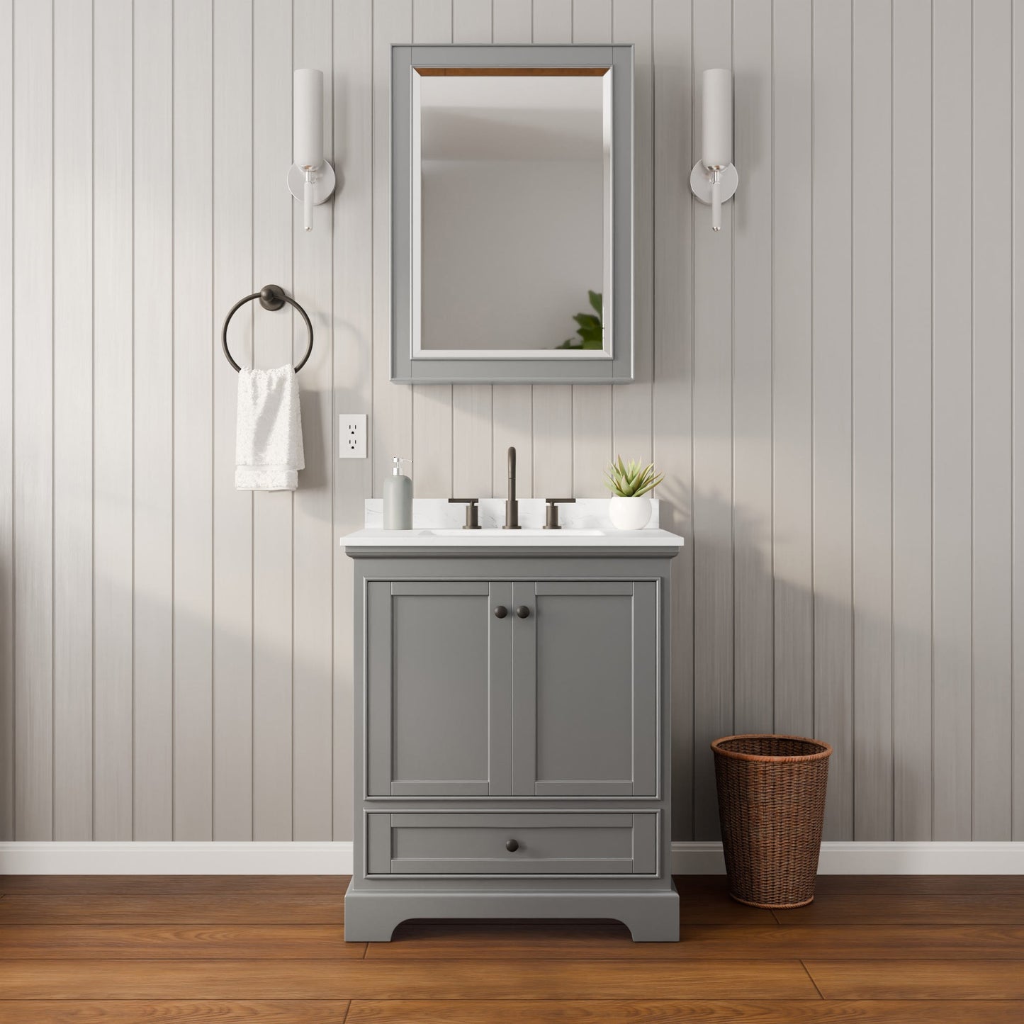 Deborah Bathroom Vanity with Countertop 30 inch Single Sink 3-hole Faucet Setup
