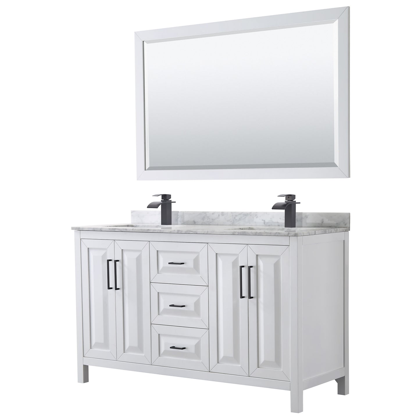 Daria Bathroom Vanity with Countertop 60 inch Double Sink Single hole Faucet Setup
