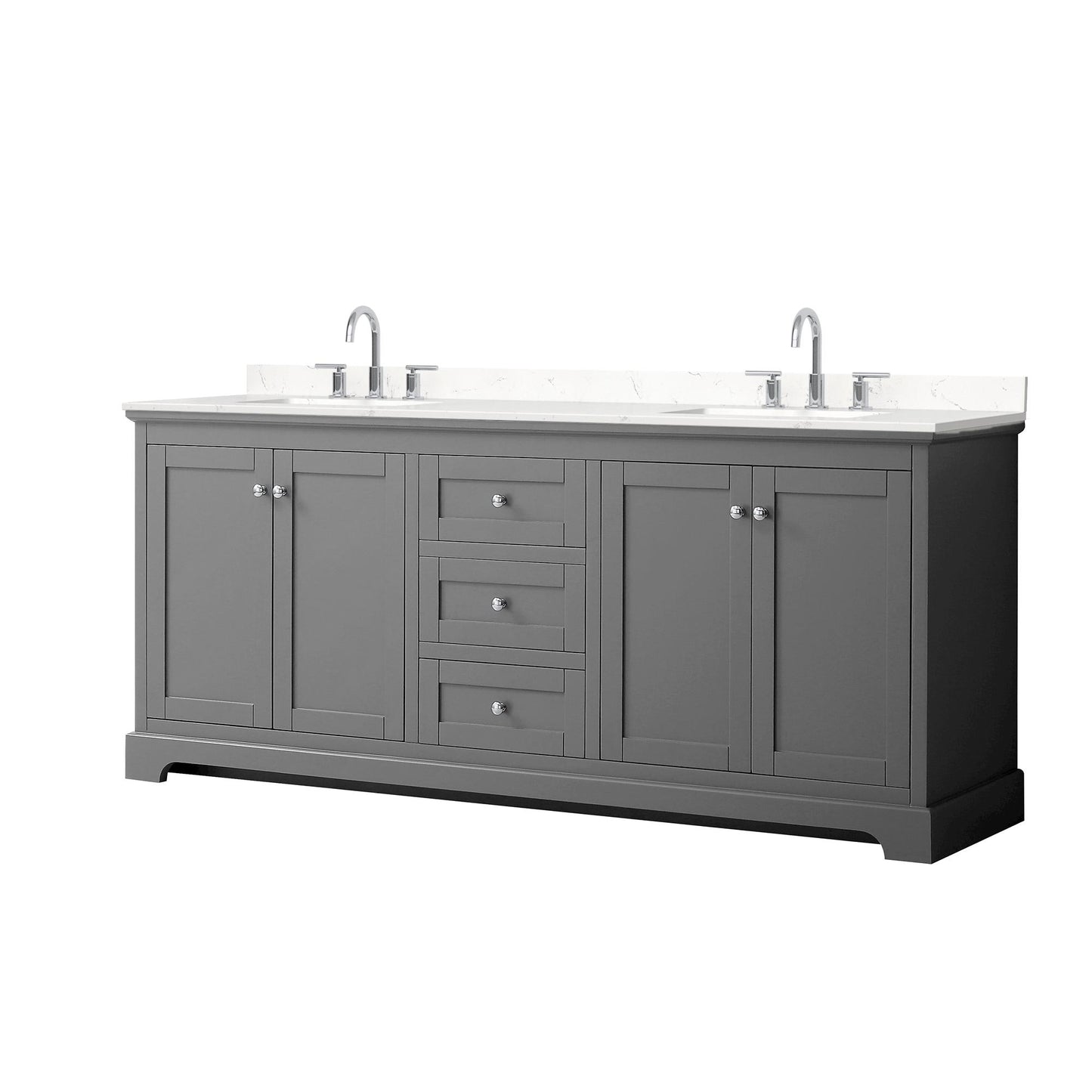 Avery Bathroom Vanity with Countertop 80 inch Double Sink 3-hole Faucet Setup